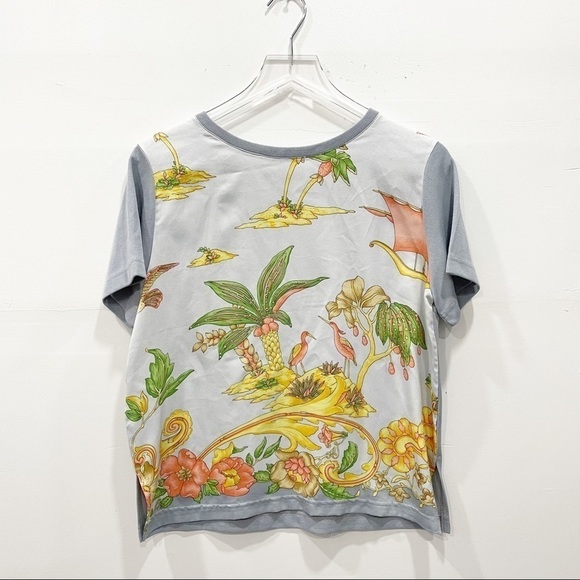 Jacqueline De Michel Shirt Knit Cardigan Set Silk Floral Vintage Small - Picture 2 of 15